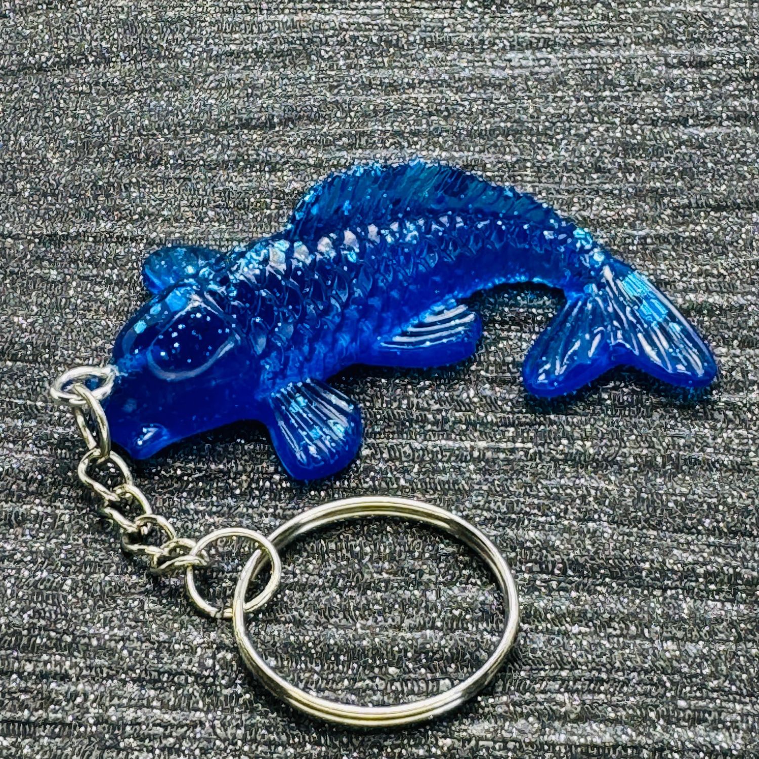 Koi Fish Blue Sparkling Keyring