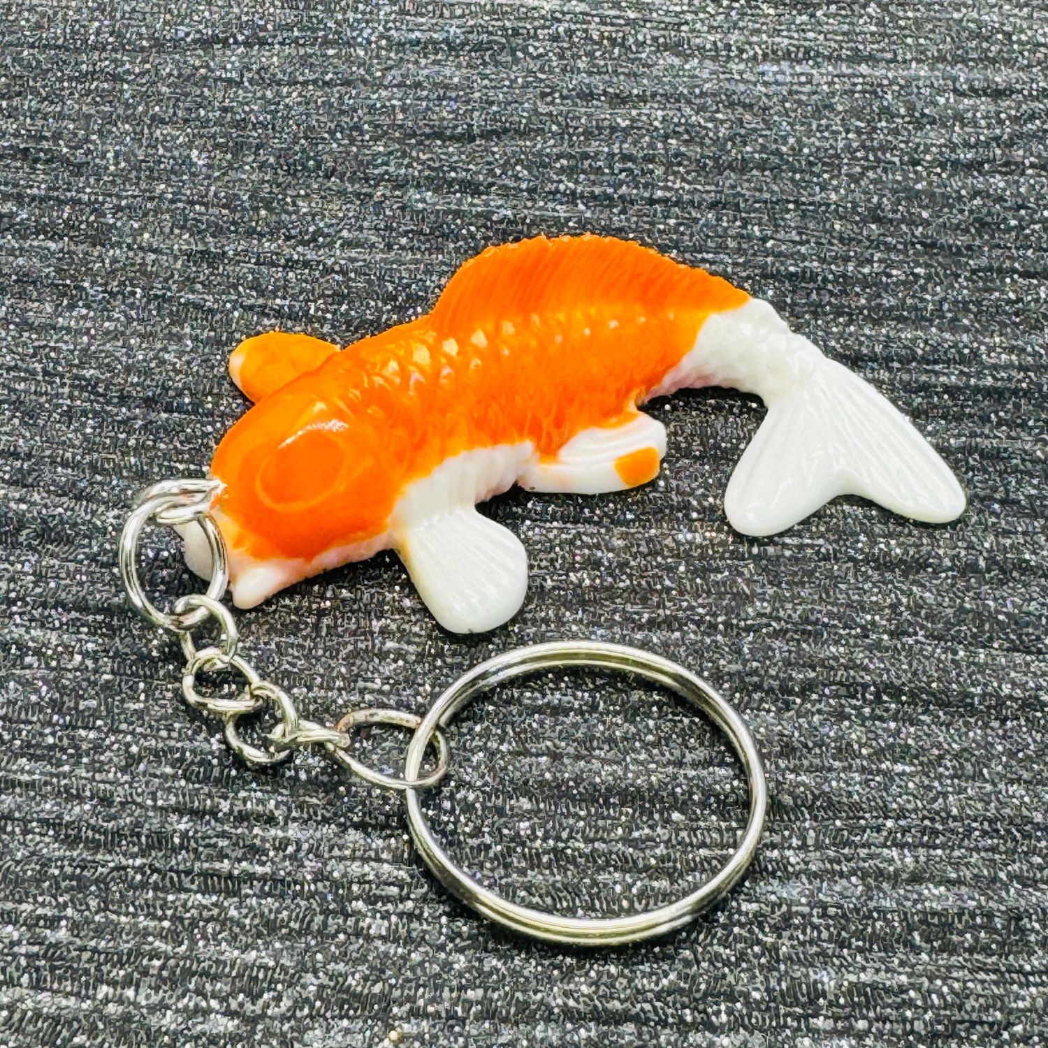 Koi Fish Orange White Keyring