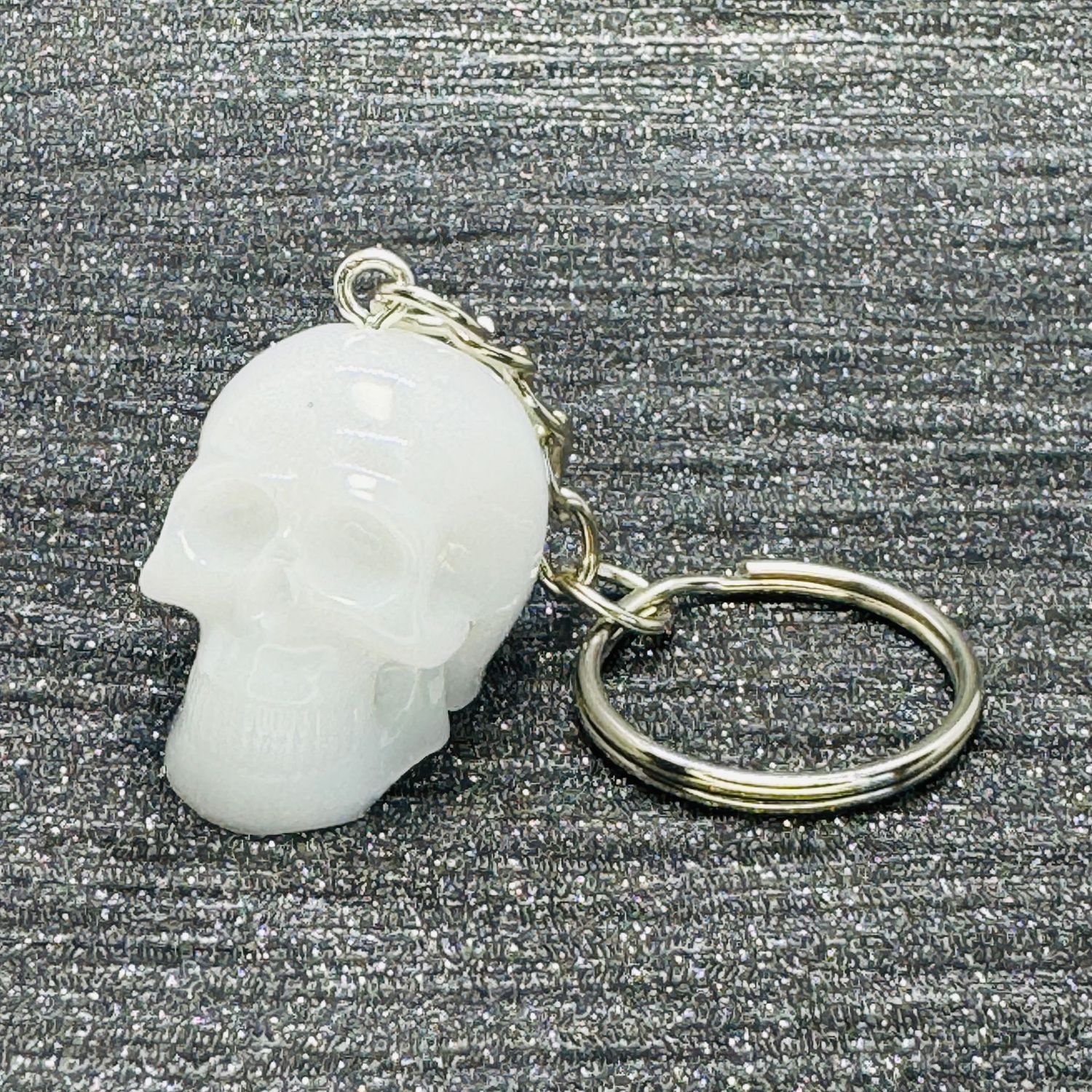 Skull  3D White Keyring