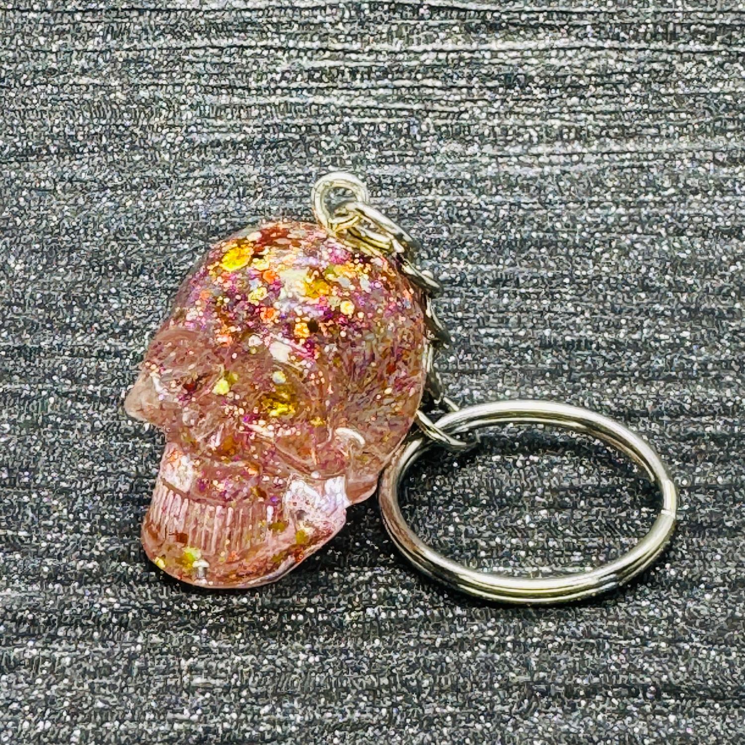 Skull 3D Pink Sparkling Keyring