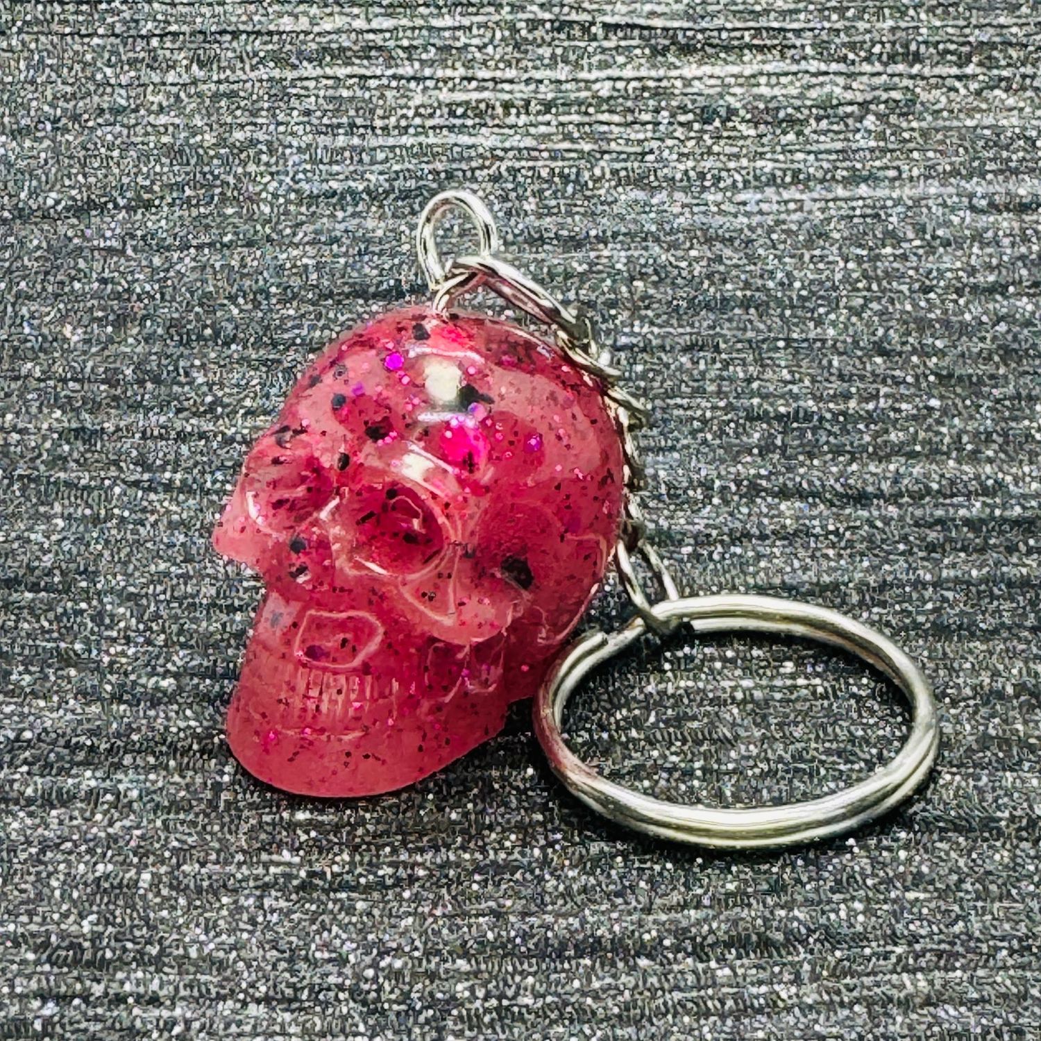 Skull 3D Sparkling Pink Keyring Gift