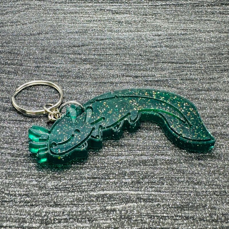 Sparkling Green Axolotl Keyring Gift