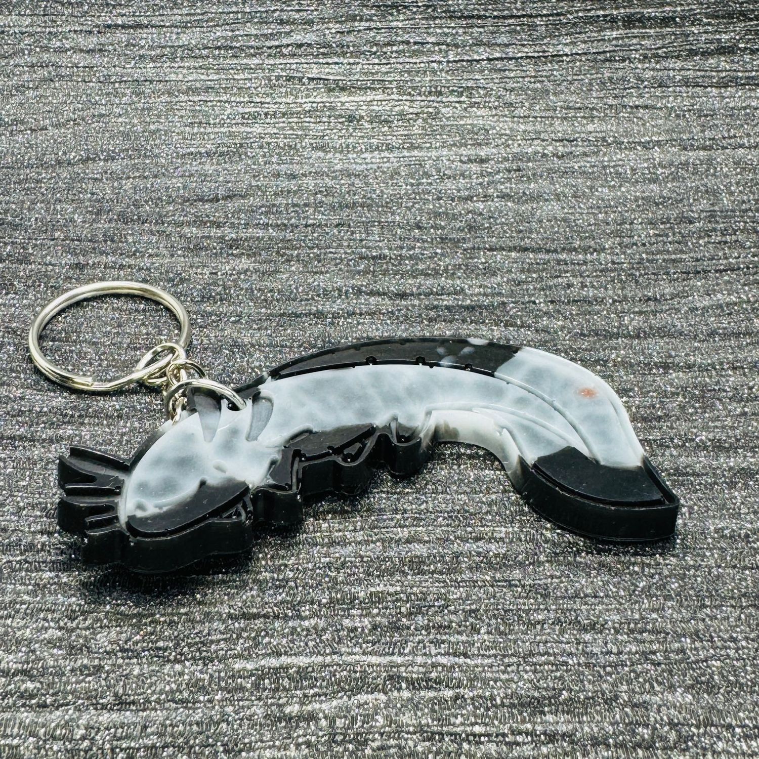 Black white Axolotl Keyring Gift