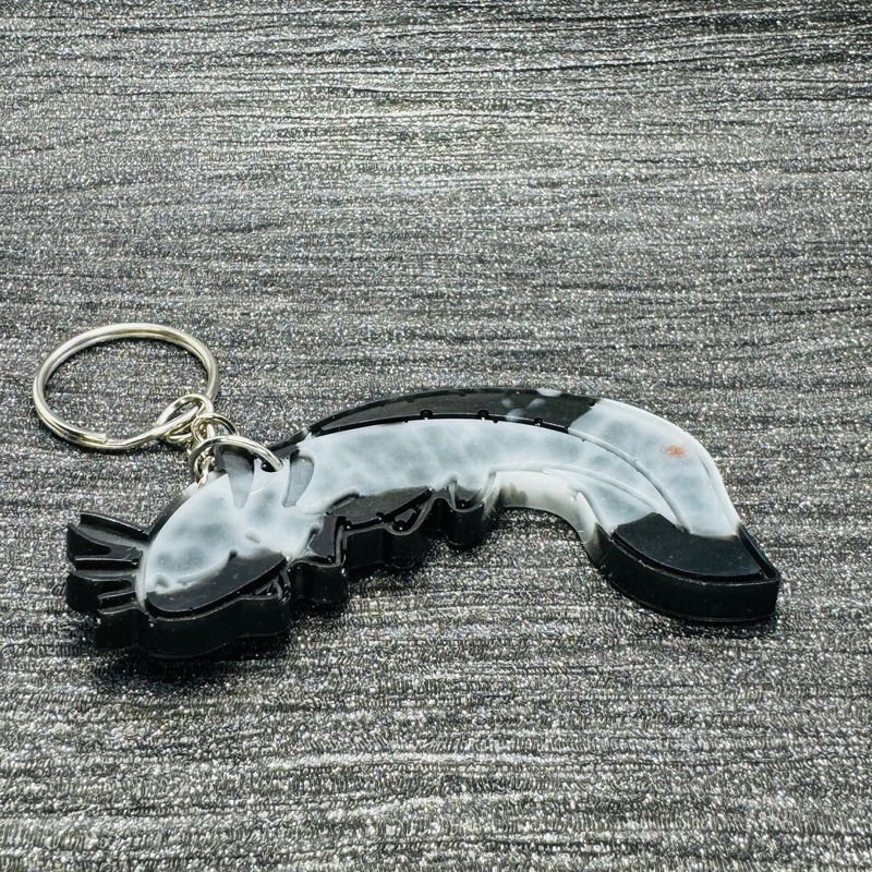 Black white Axolotl Keyring Gift