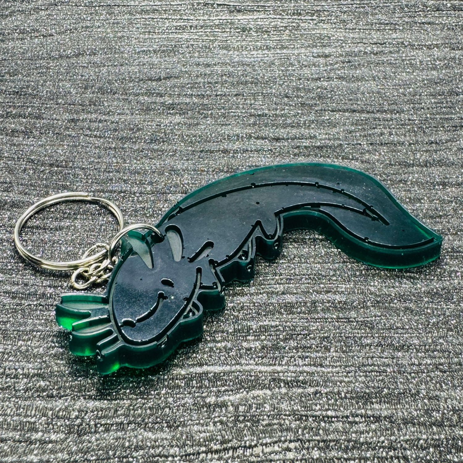 Dark Green Axolotl Keyring Gift