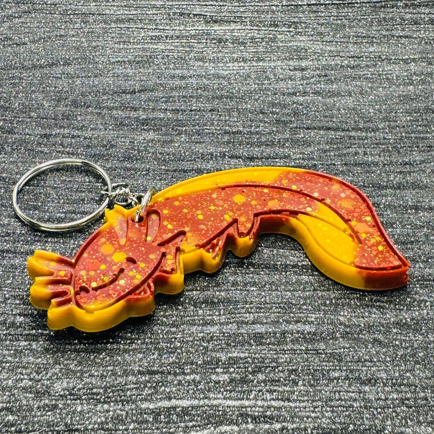 Yellow Red Axolotl Keyring Gift