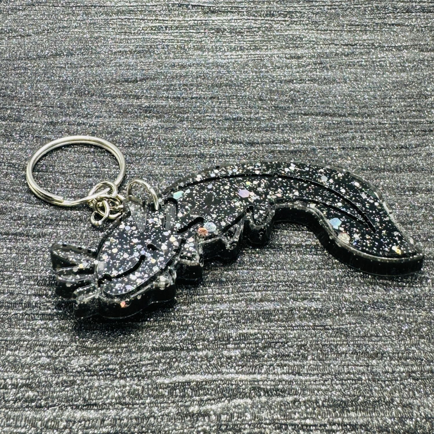 Sparkling Black Axolotl Keyring Gift