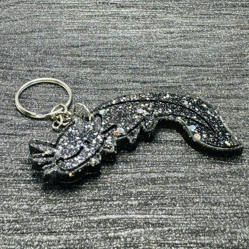 Sparkling Black Axolotl Keyring Gift