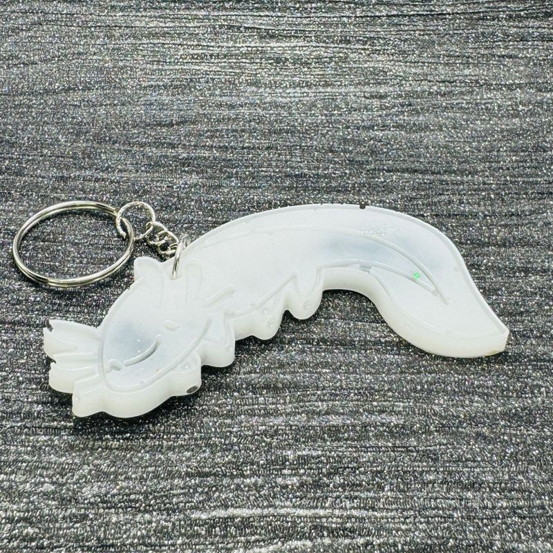 White Grey Axolotl Keyring Gift