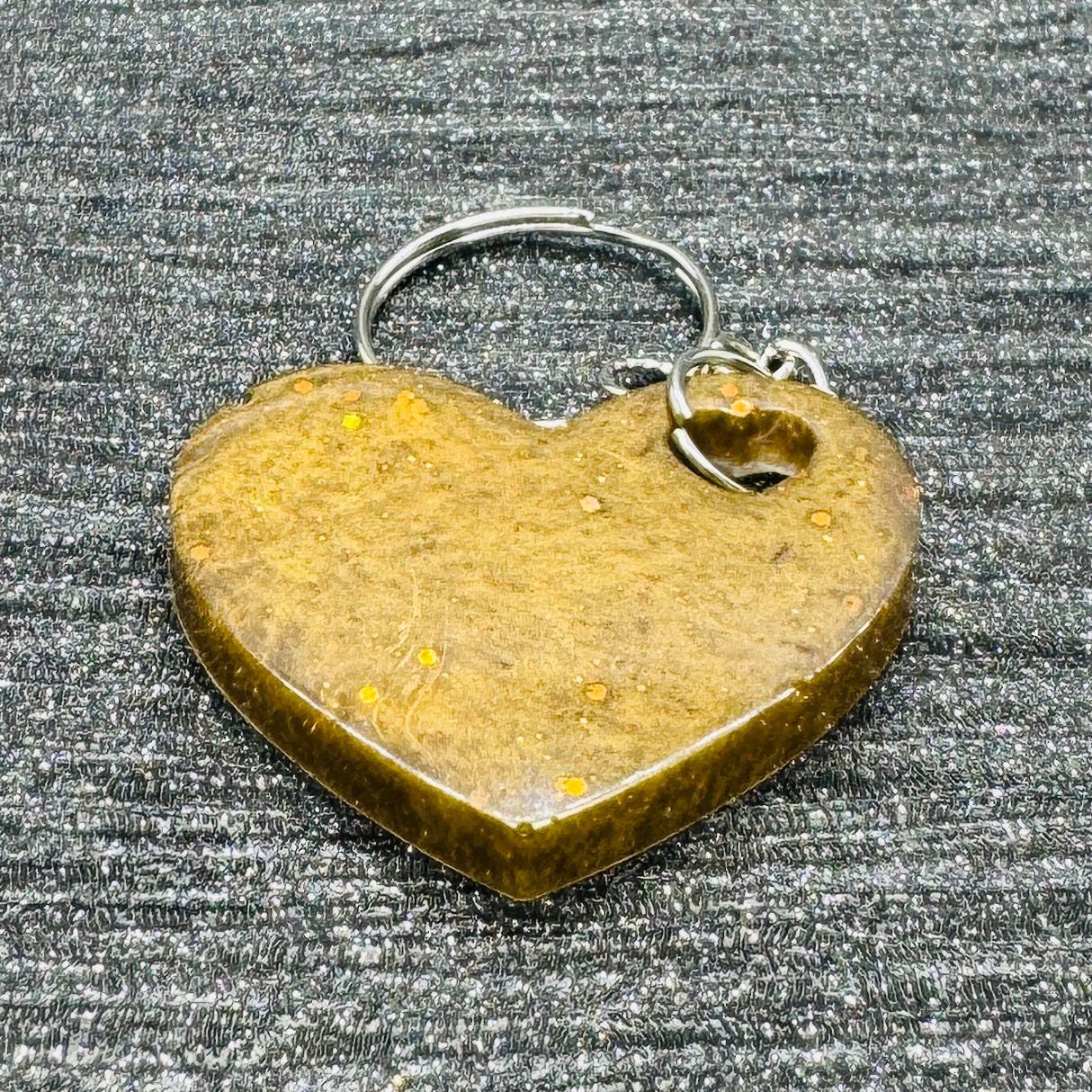 Love Heart Bronze Sparkling Keyring.