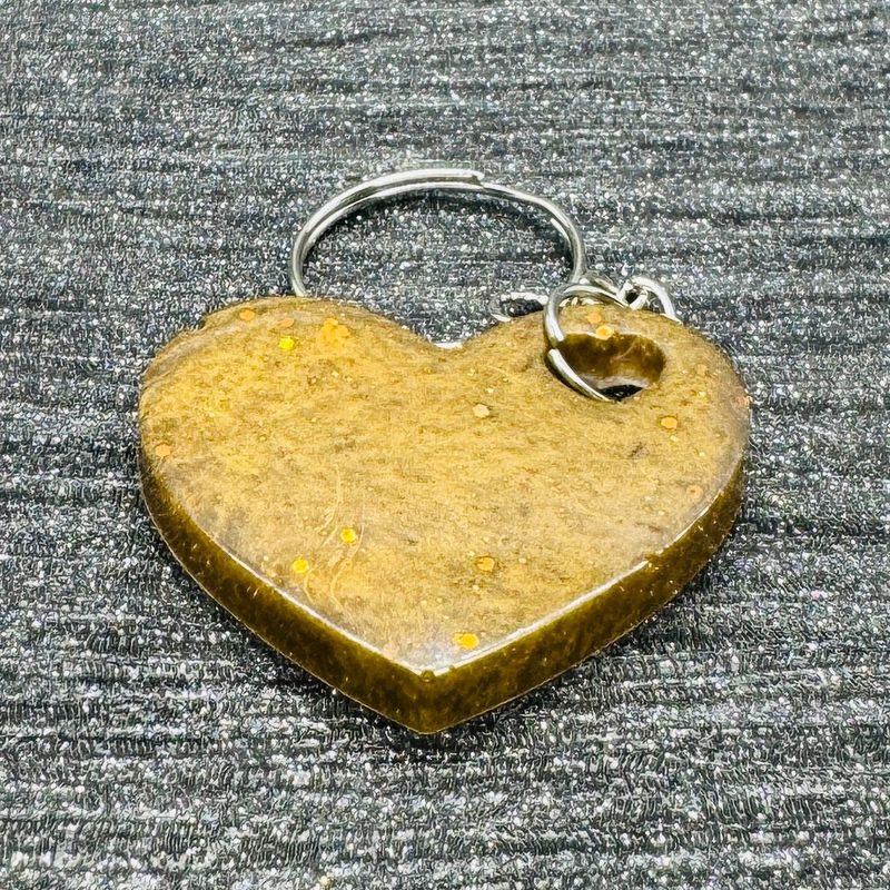 Love Heart Bronze Sparkling Keyring.