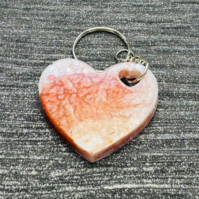 Love Heart Red White Sparkling Keyring.