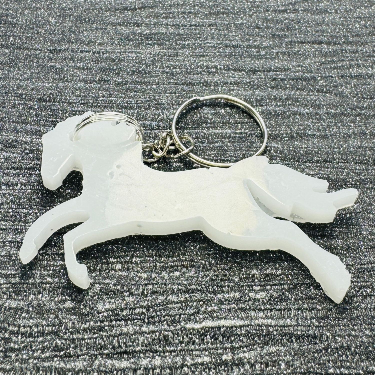 Horse Keyring Sparkling White