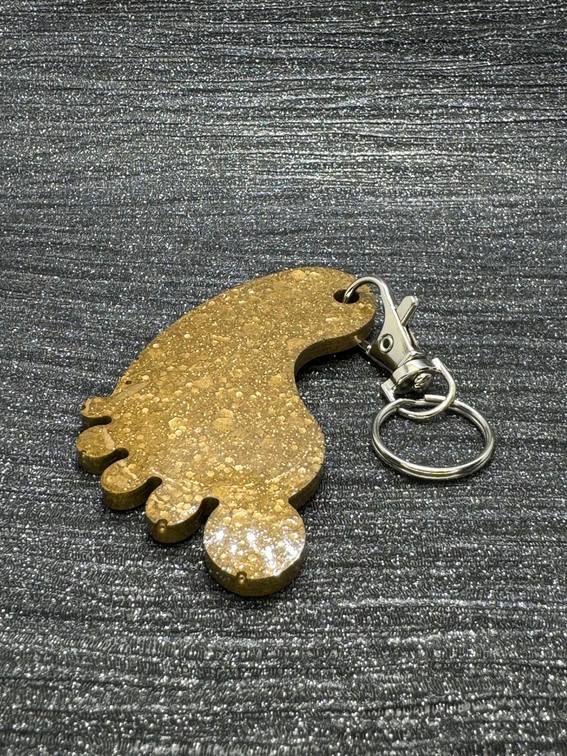 Bronze Gold Baby Foot Feet Keyring Gift