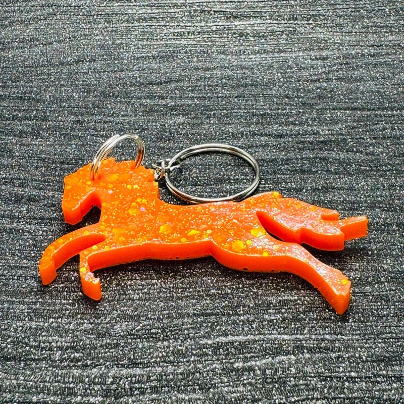Horse Keyring Orange Glitter