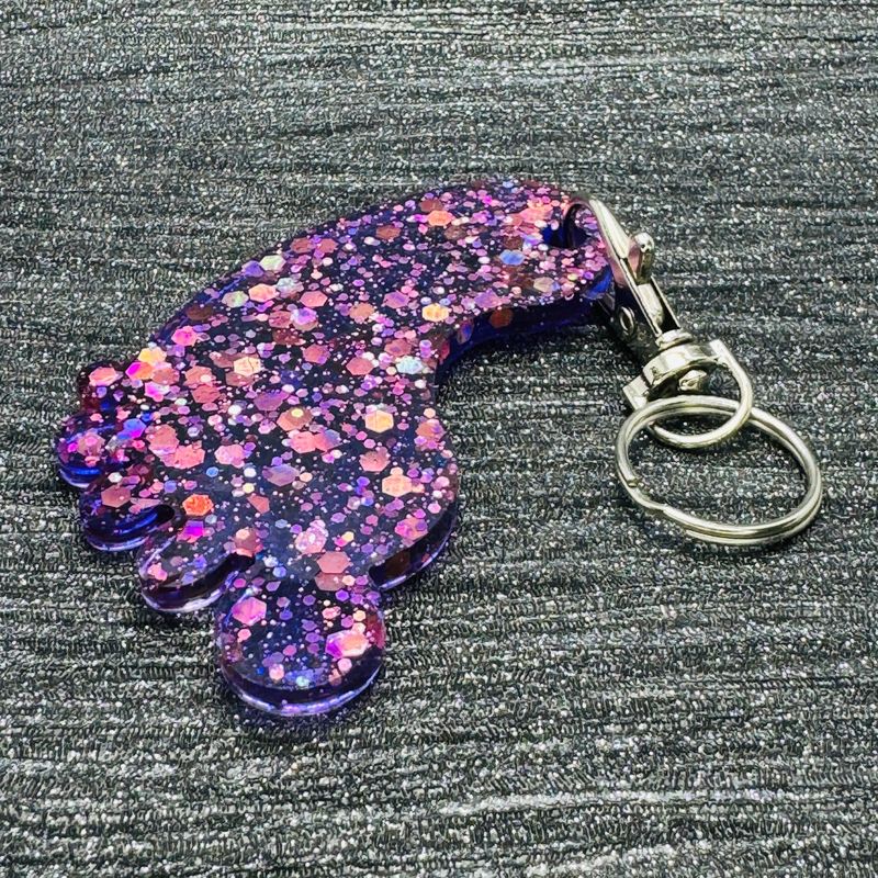 Purple Sparkling Baby Foot Feet Keyring Gift