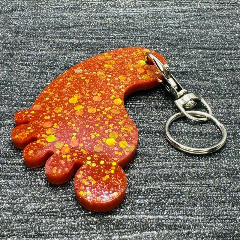 Red Sparkling Baby Foot Feet Keyring Gift
