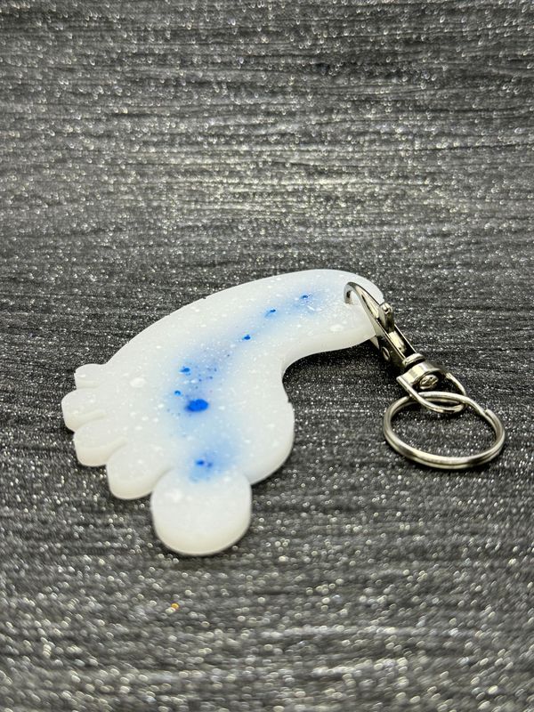 Blue and White Baby Foot Feet Keyring Gift