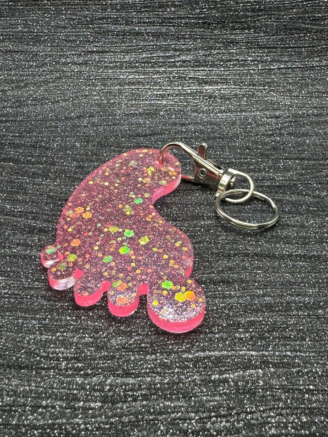 Pink Clear Baby Foot Feet Keyring Gift