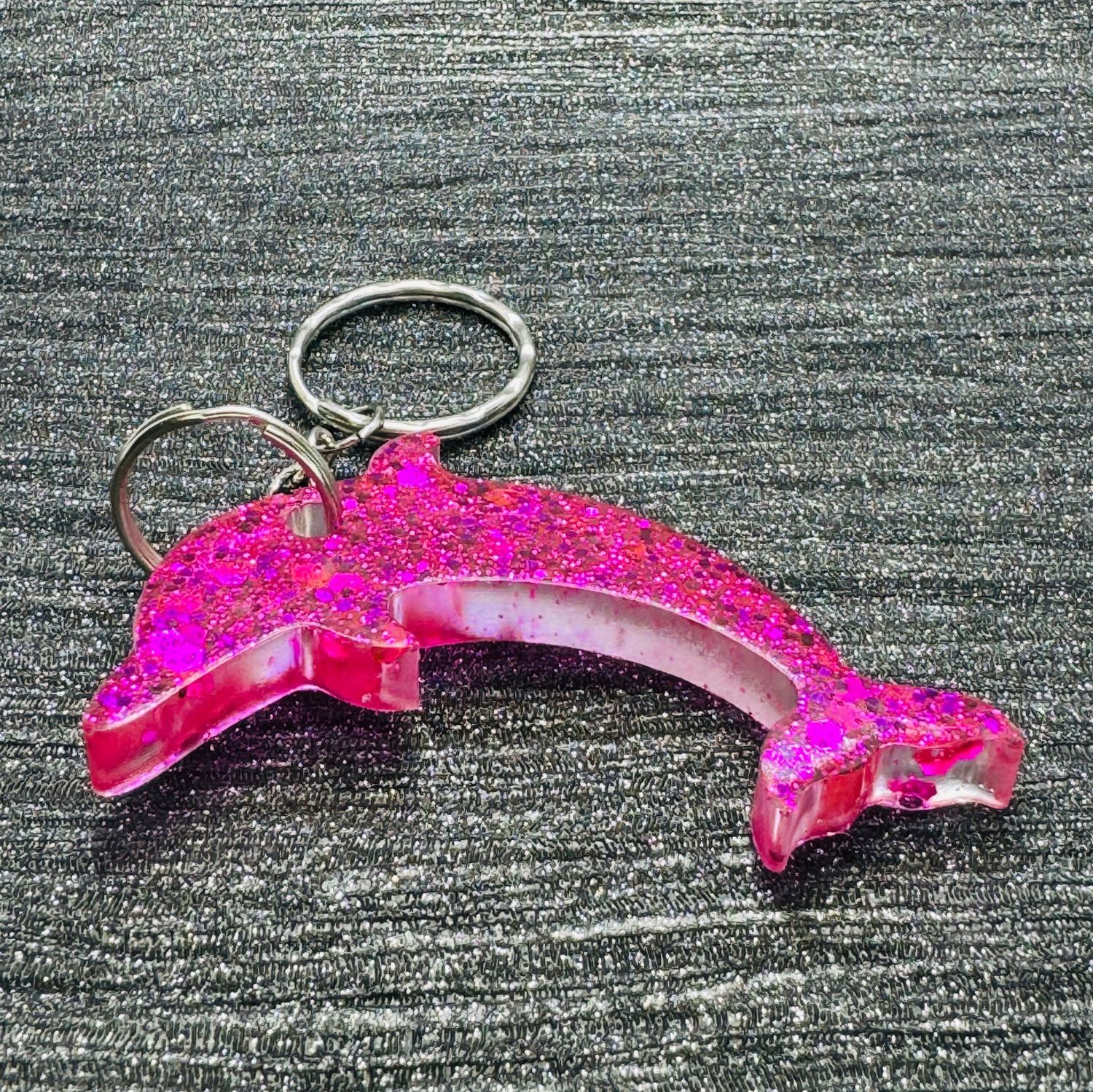 Dolphin Sparkling Pink Keyring