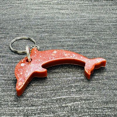Dolphin Red Sparkling Keyring