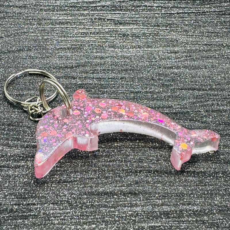 Dolphin Sparkling Pink Clear Keyring