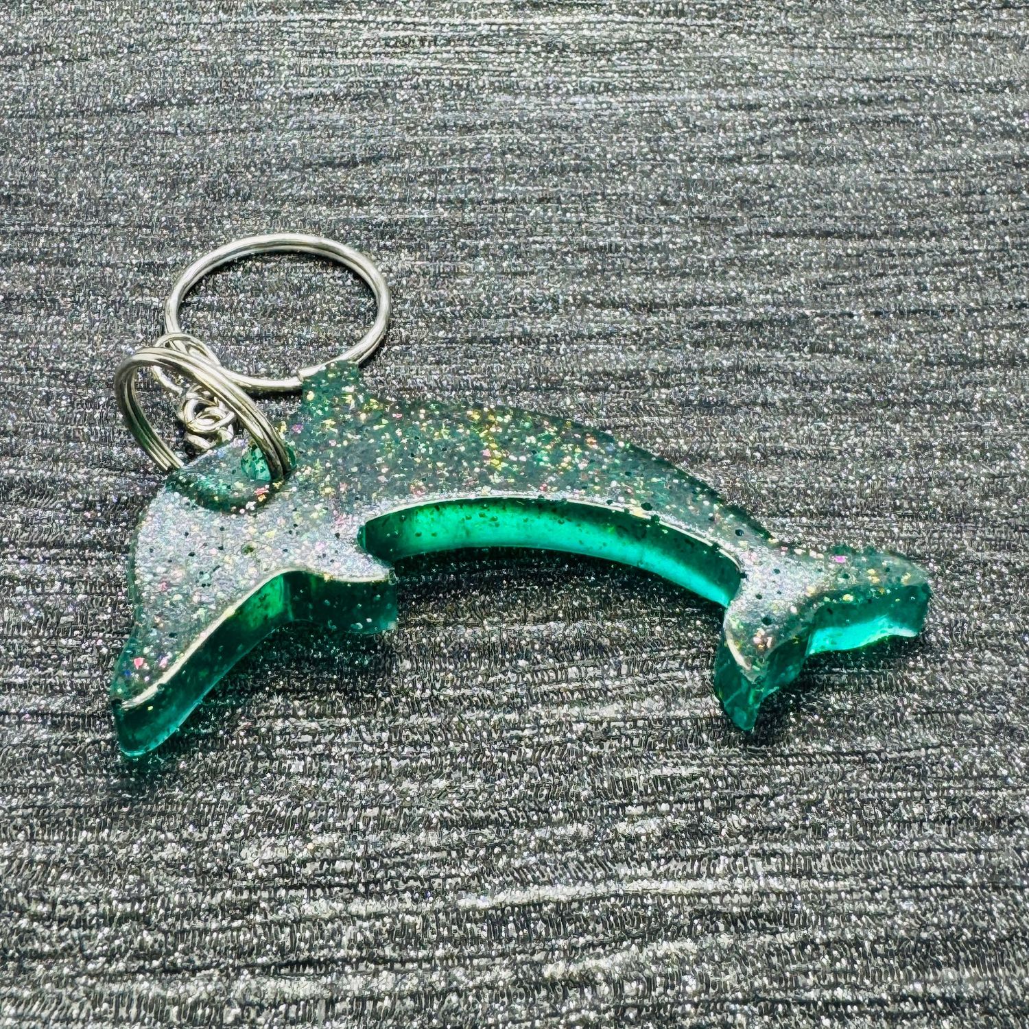 Dolphin Sparkling Green Keyring