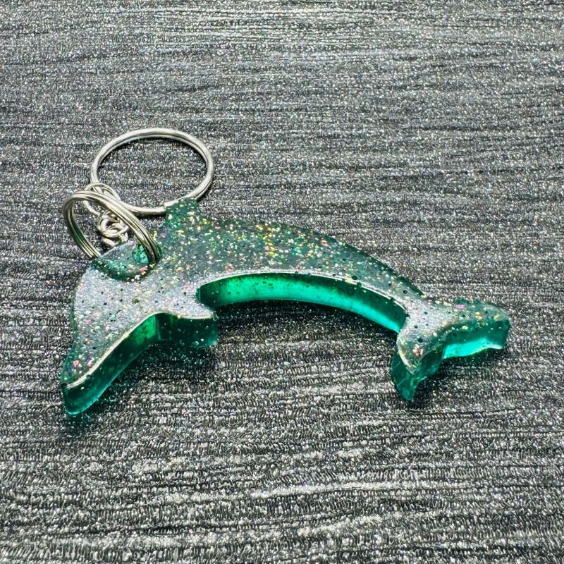 Dolphin Sparkling Green Keyring