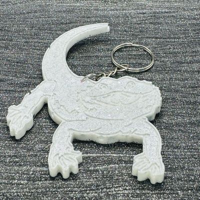 Bearded Dragon Lizard White Keyring