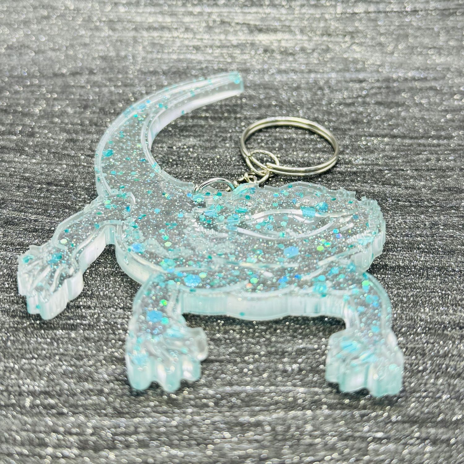 Bearded Dragon Lizard Turquoise Keyring