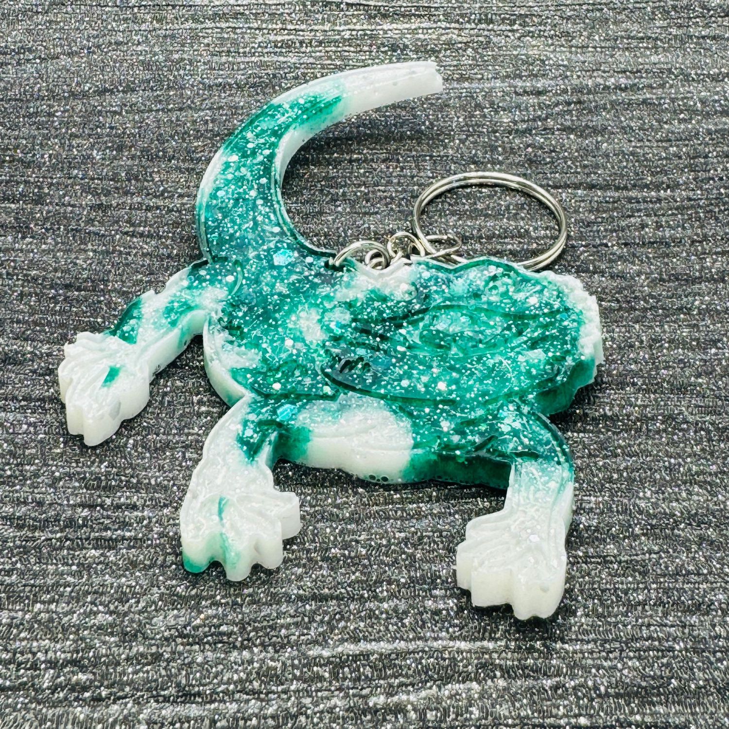 Bearded Dragon Lizard White/Green Keyring