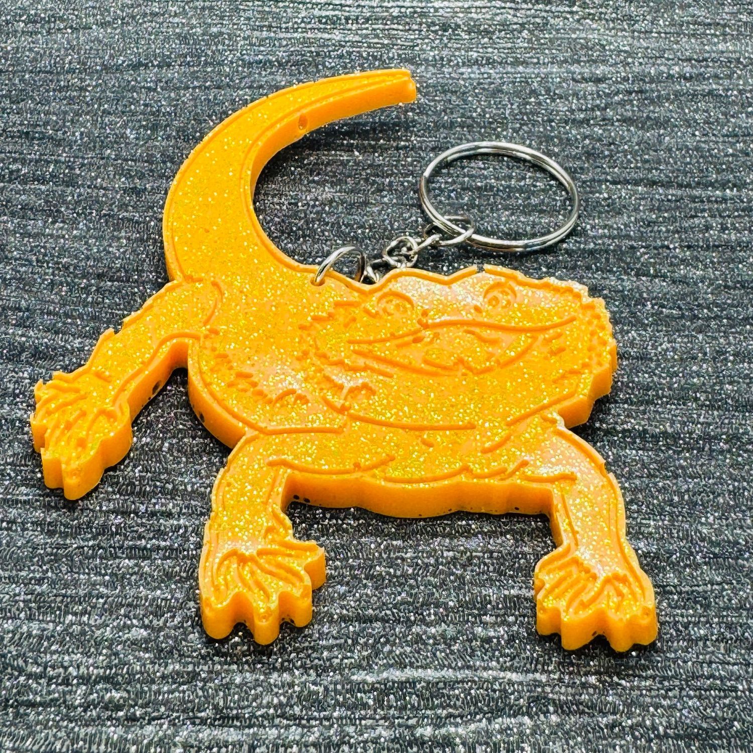 Bearded Dragon Lizard Golden Keyring
