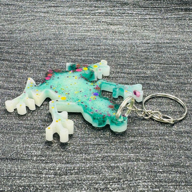 Frog Keyring Gift, White Green