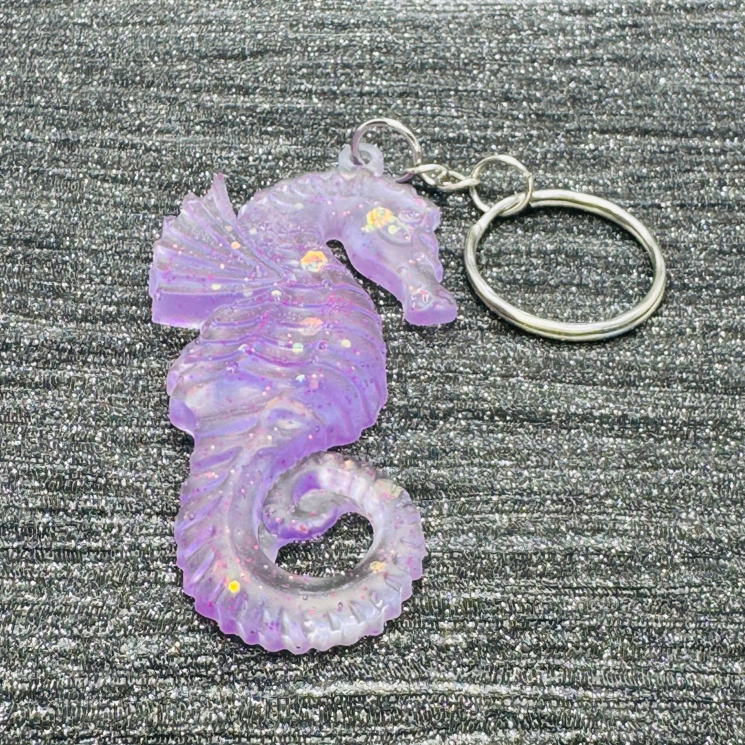 Seahorse Purple Keyring