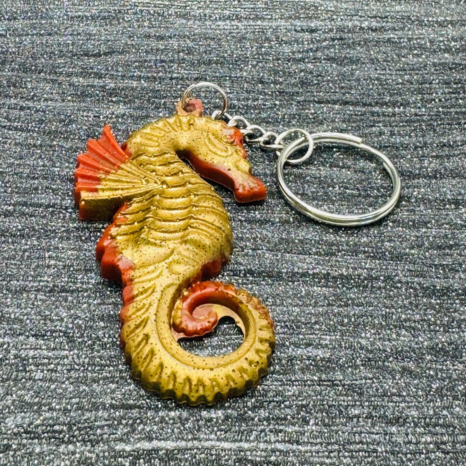 Seahorse Gold / Red Keyring