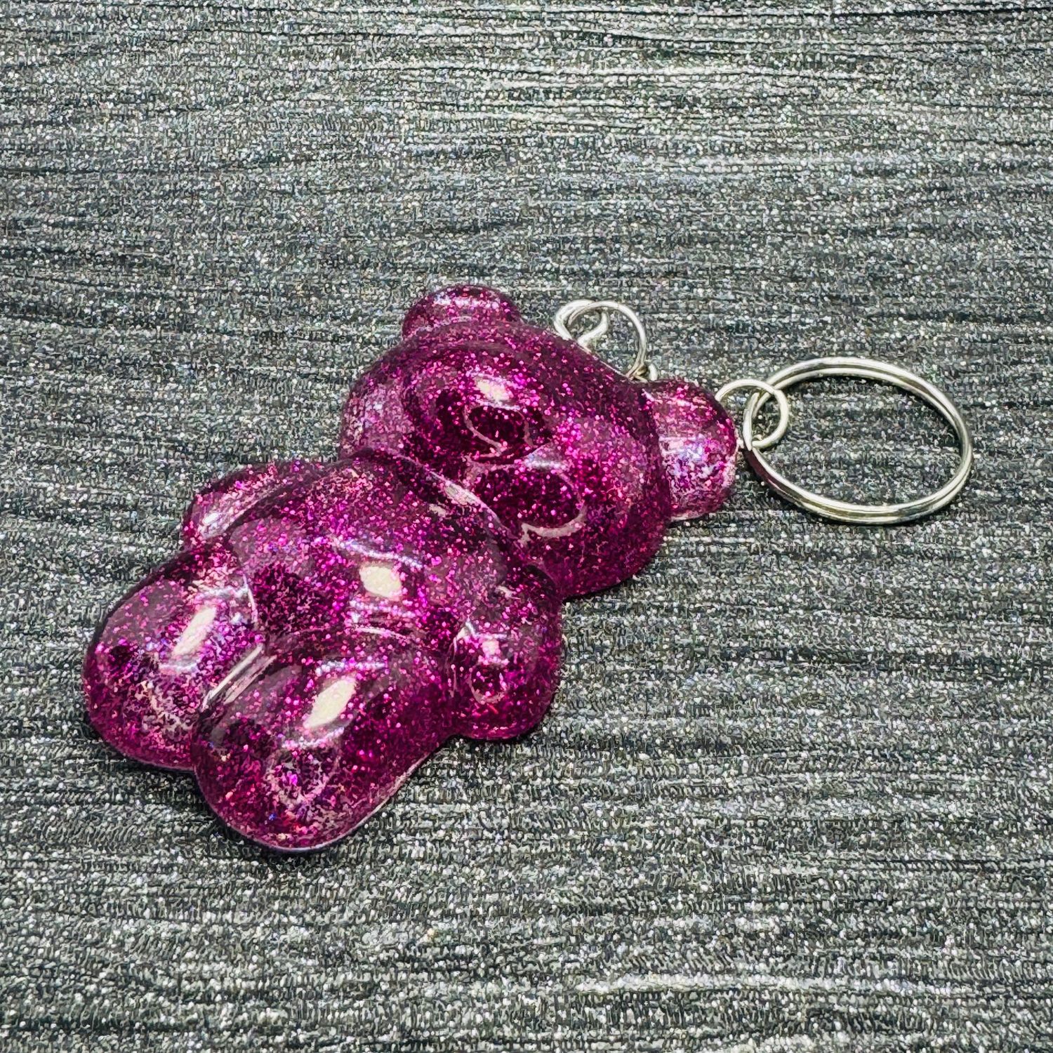 Bear Sparkling Purple Keyring
