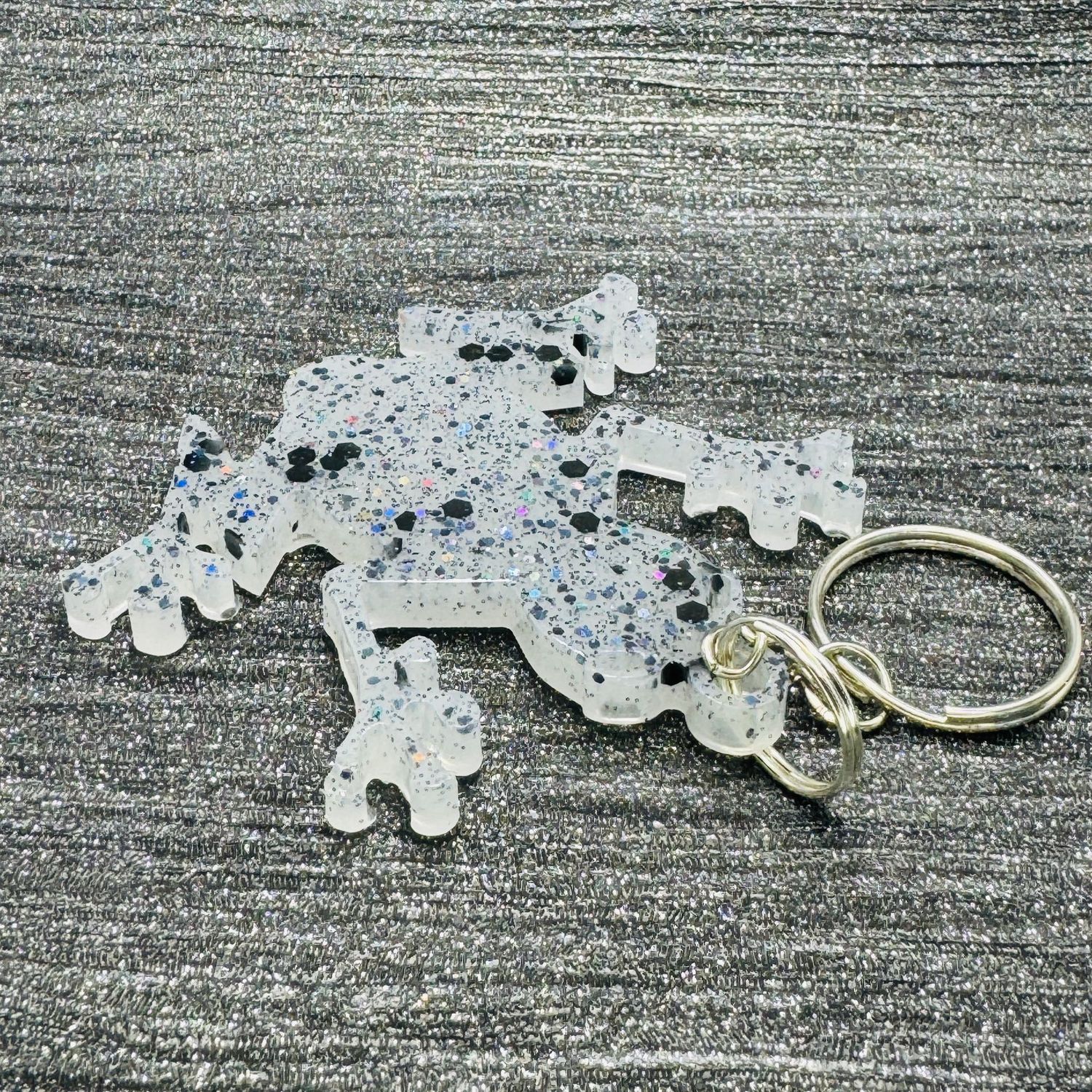 Frog Keyring Gift, White Black