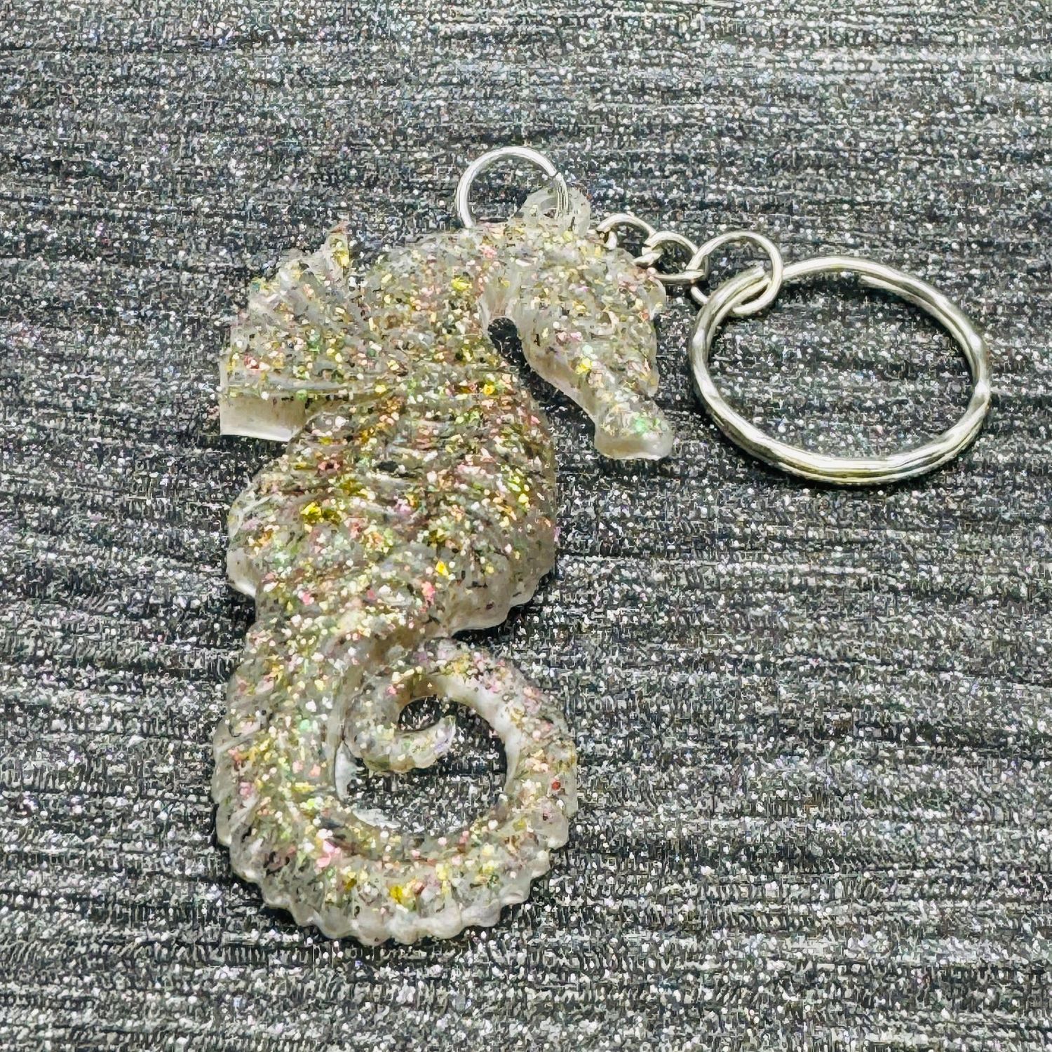Seahorse Sparkling Clear Keyring