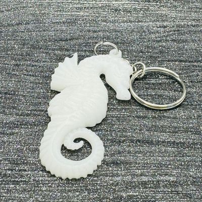 Seahorse White Resin Keyring