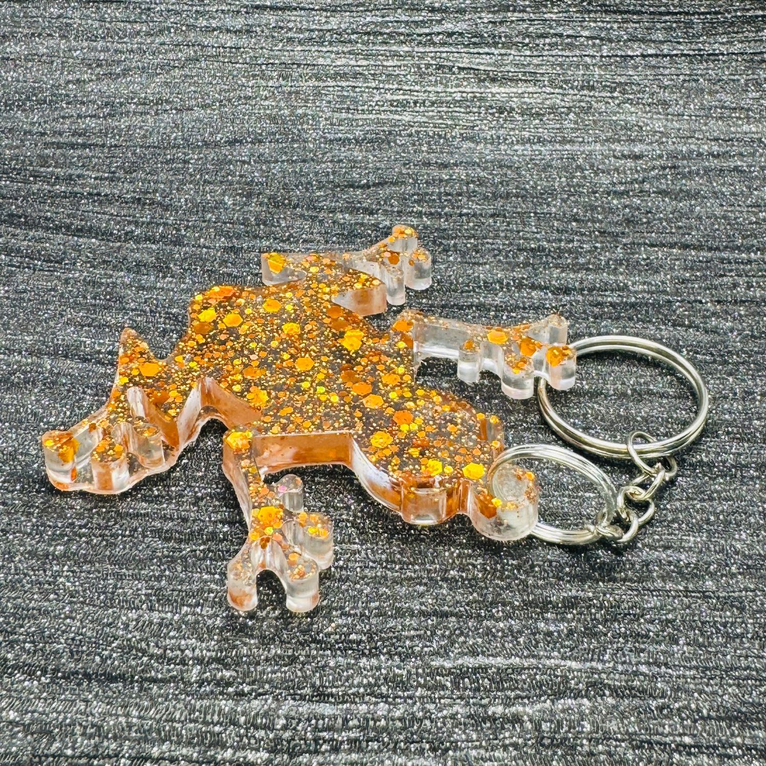 Frog Keyring Gift, Gold Clear