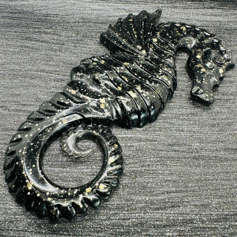 Seahorse Black and Gold Wall art Model