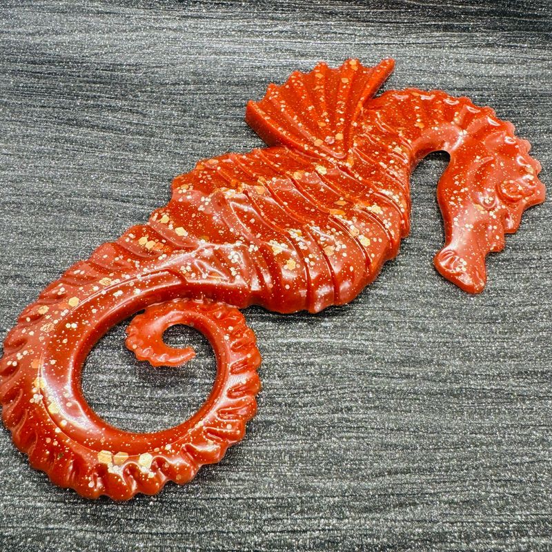 Seahorse Red & Silver wall art Model
