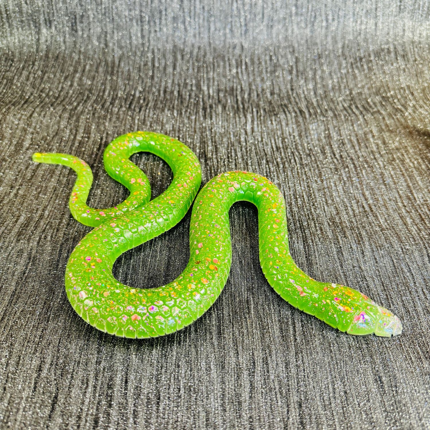 Lime Green Snake Epoxy Resin Reptile Model