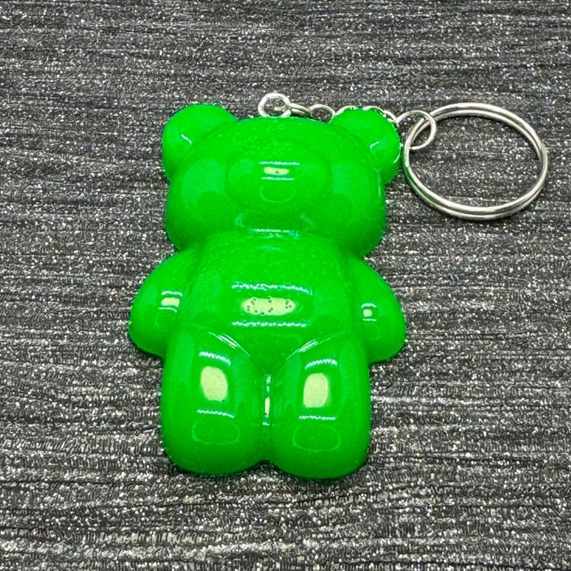 Bear Deep Green Glossy Anxiety Keyring