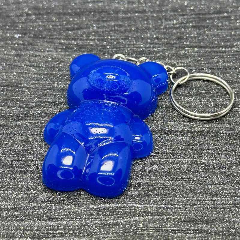 Bear Deep Glossy Blue Anxiety Keyring