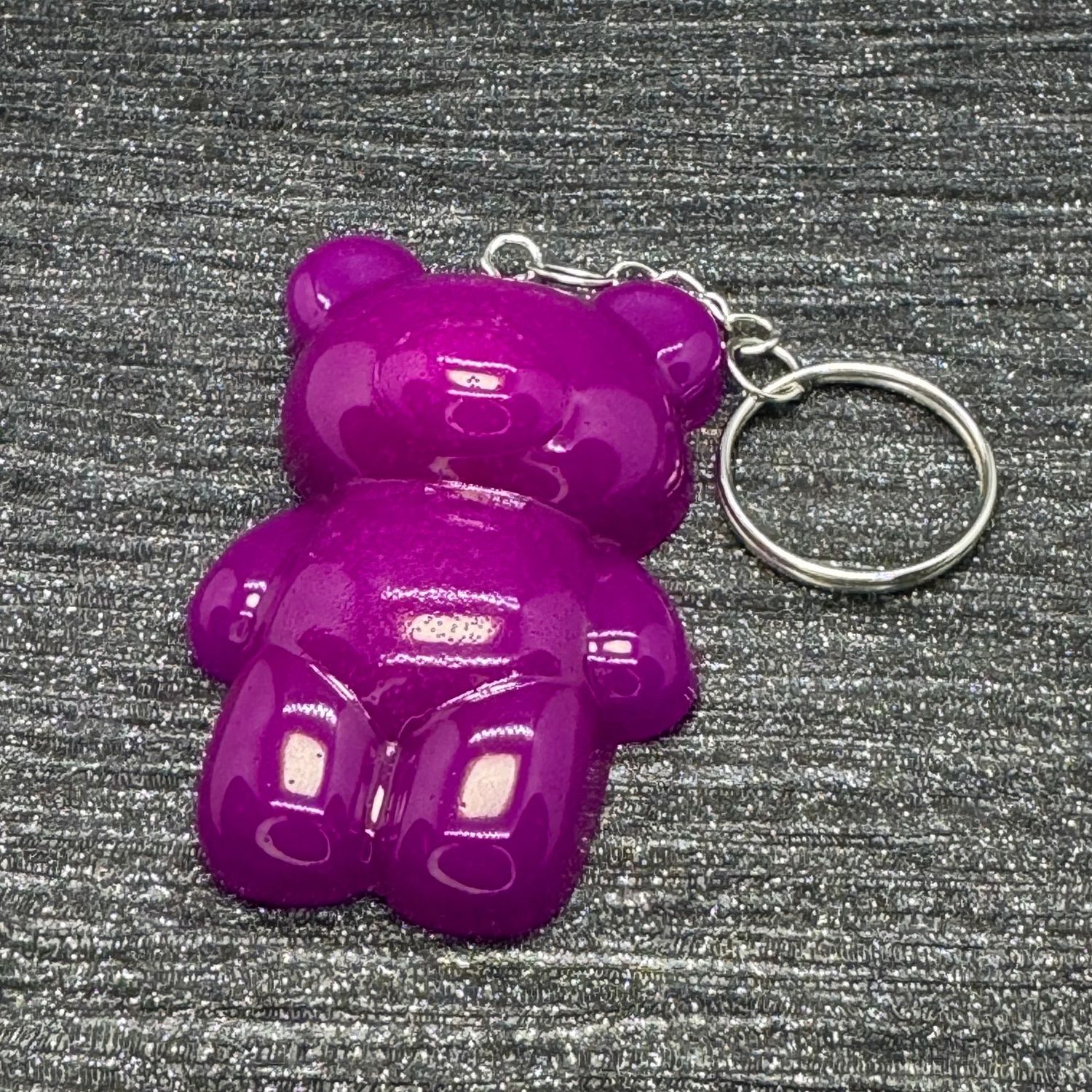 Bear Deep Purple Glossy Anxiety Keyring