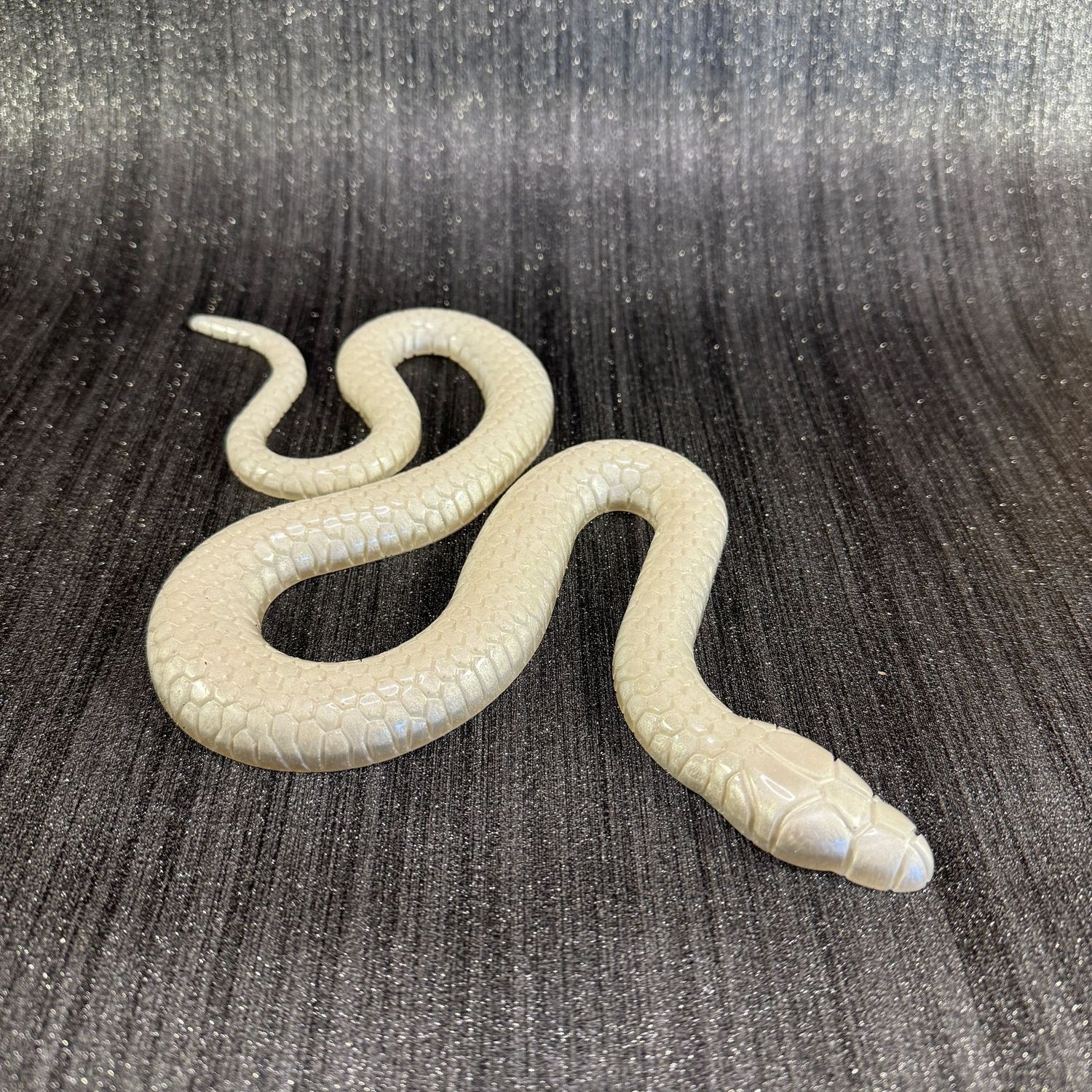 Silver Snake Epoxy Resin Reptile Model