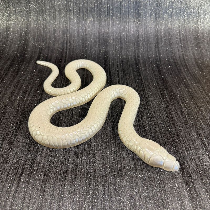 Silver Snake Epoxy Resin Reptile Model