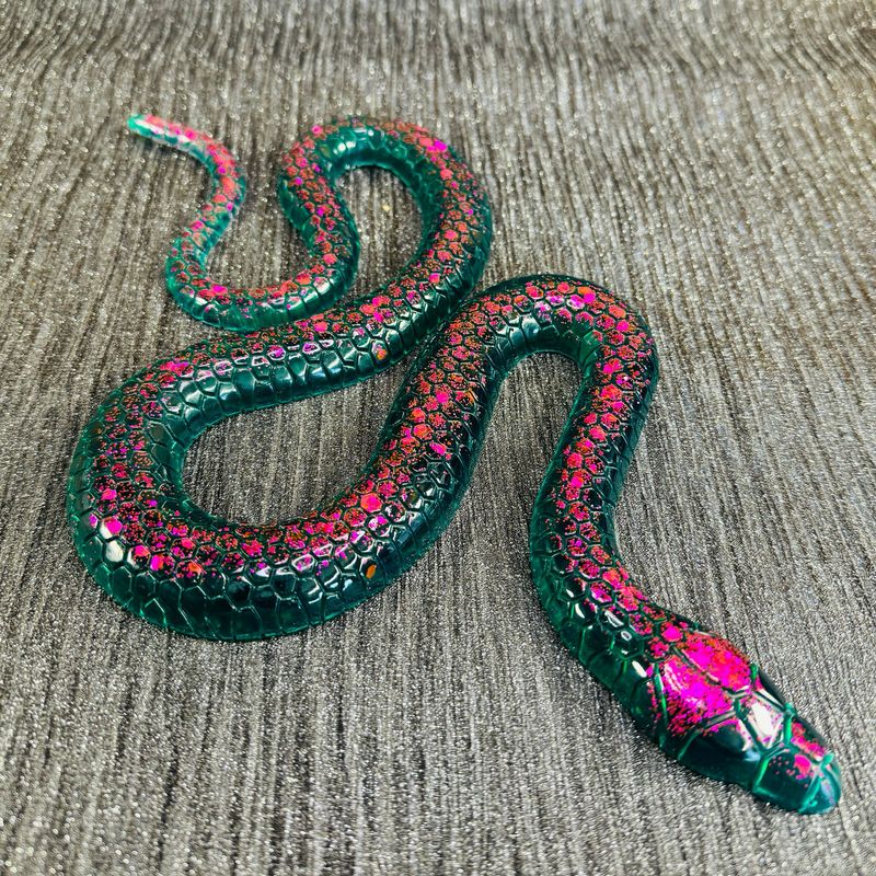 Purple & Green Snake Epoxy Resin Reptile Model