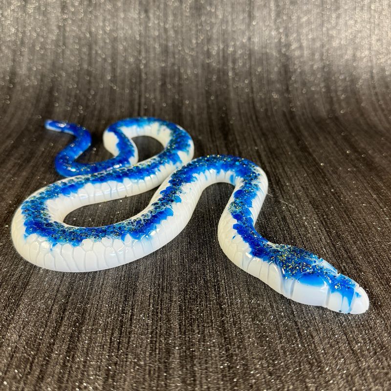 Blue & White Snake Epoxy Resin Reptile Model